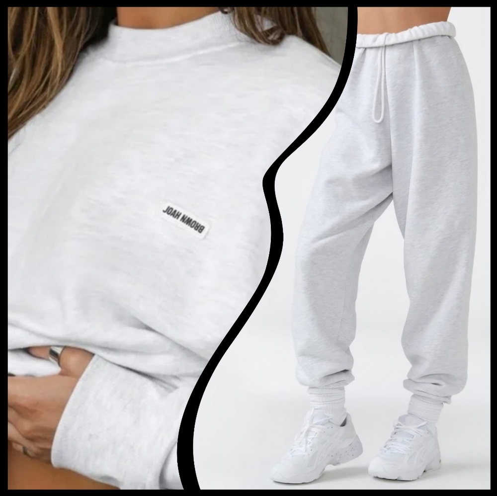 Joah Brown Oversized Sweat Set (Light Heather)